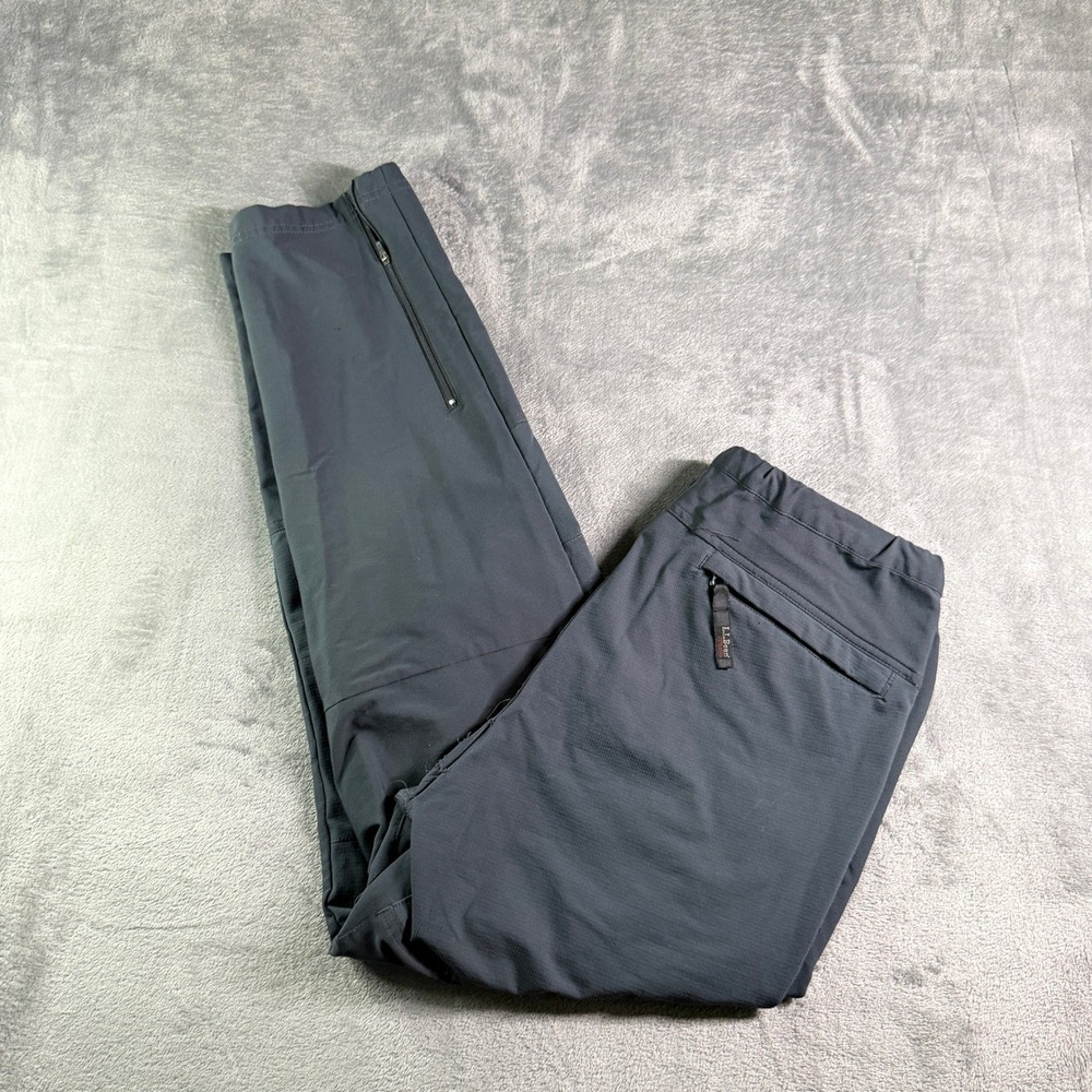 LL Bean Outdoor Mens Medium Hiking Pants Gray Technical Ripstop Articulated Knee